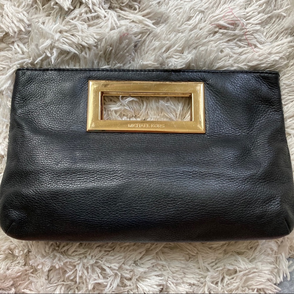 Michael Kors black pebbled leather clutch